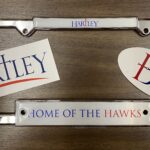 Hartley license plate holder and stickers (sport specific Hartley decals also available)